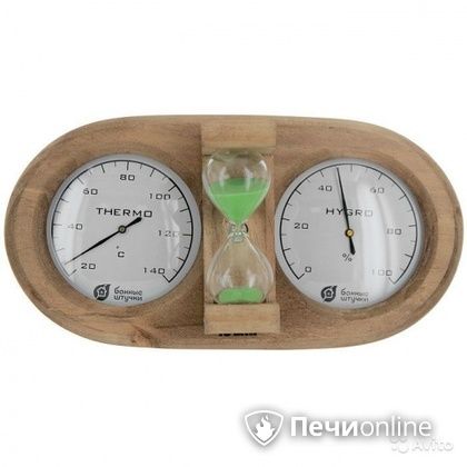 Термометр с гигрометром Банные штучки Банная станция с песочными часами в Перми